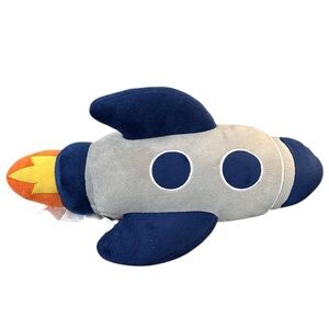 Space Adventure Plush pillow Rocket - Blue, Gray, and Orange - (NWOT)